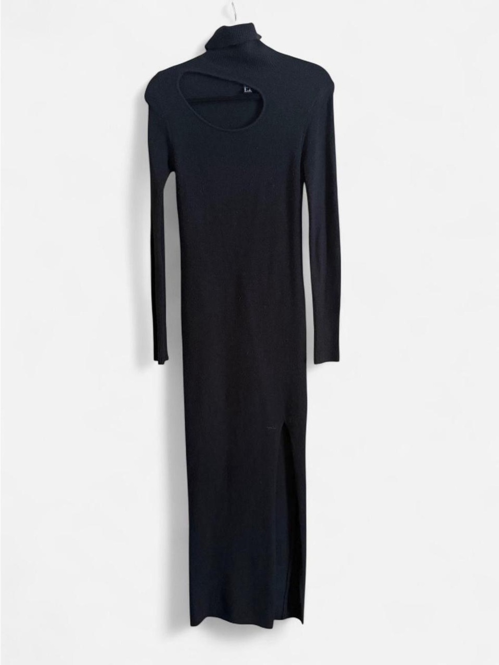 Forever 21 Black Long Sleeve Cutout Turtleneck Maxi Dress